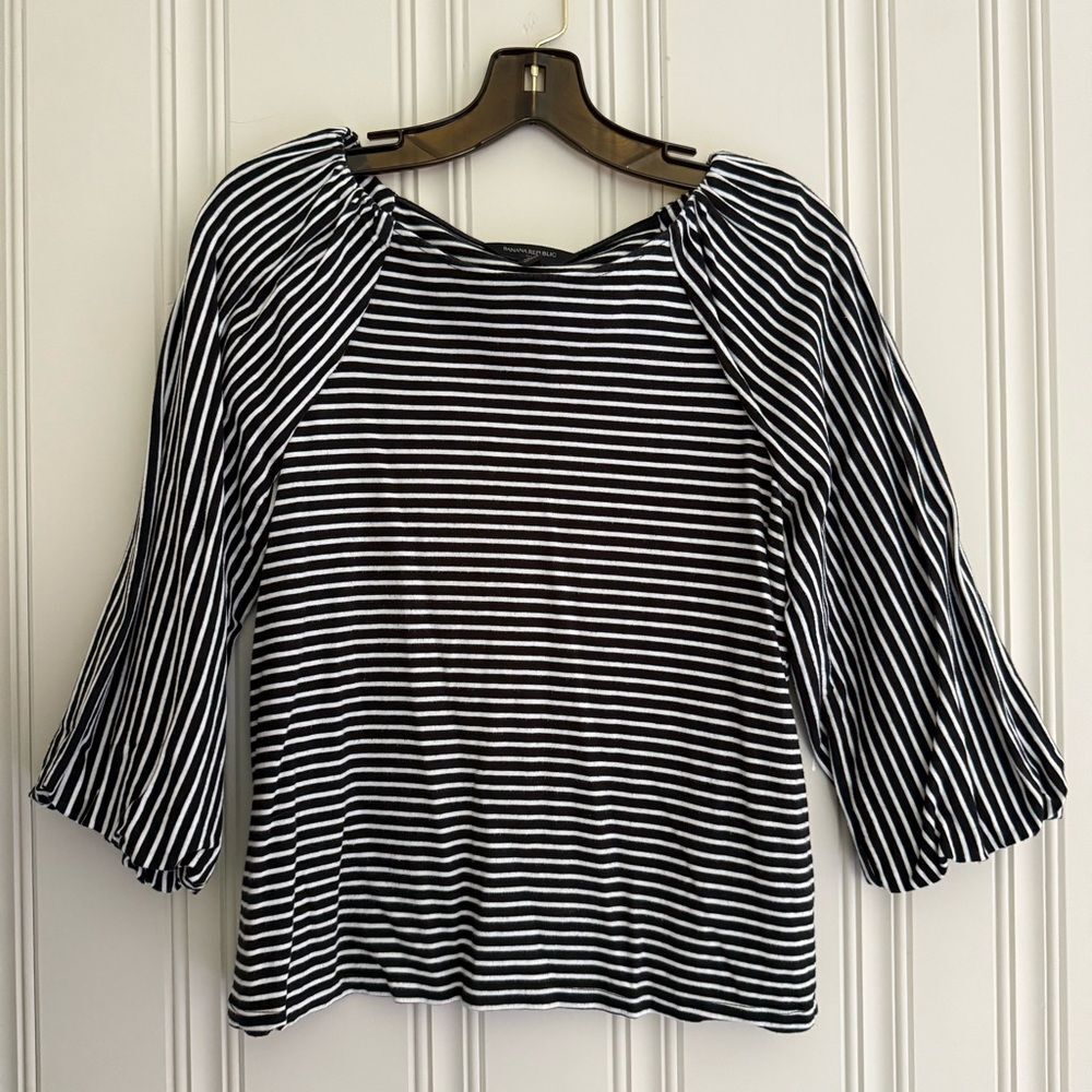 Banana Republic Black and White Striped Blouse